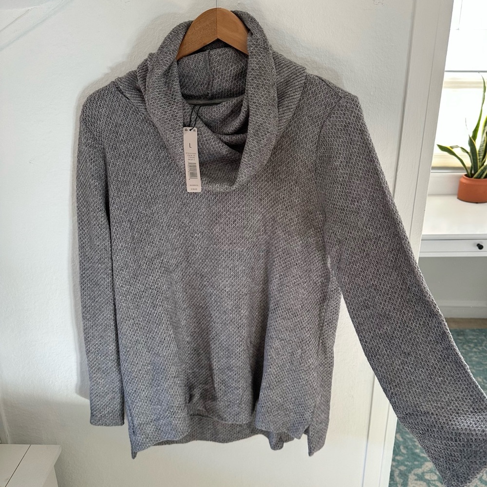 New NIC+ZOE Textured Cowl Neck Gray Tunic Sweater